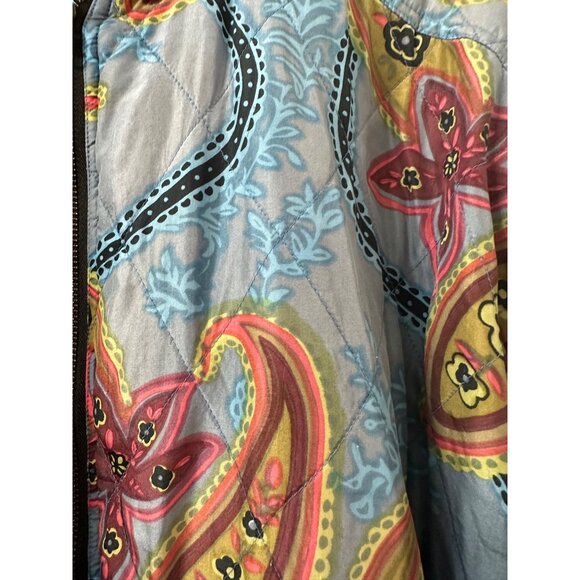 VTG Robert Stock Ltd Quilted Silk Bomber Jacket Retro Paisley Blue Multi-Color L - Picture 5 of 12
